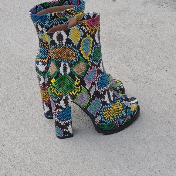 Multi-colored Peep Toe Boot - Picture 4 of 15